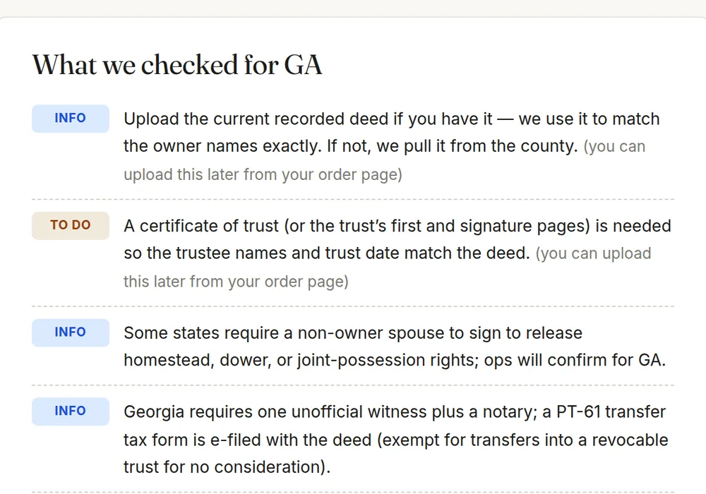 Order review with state and county checklist